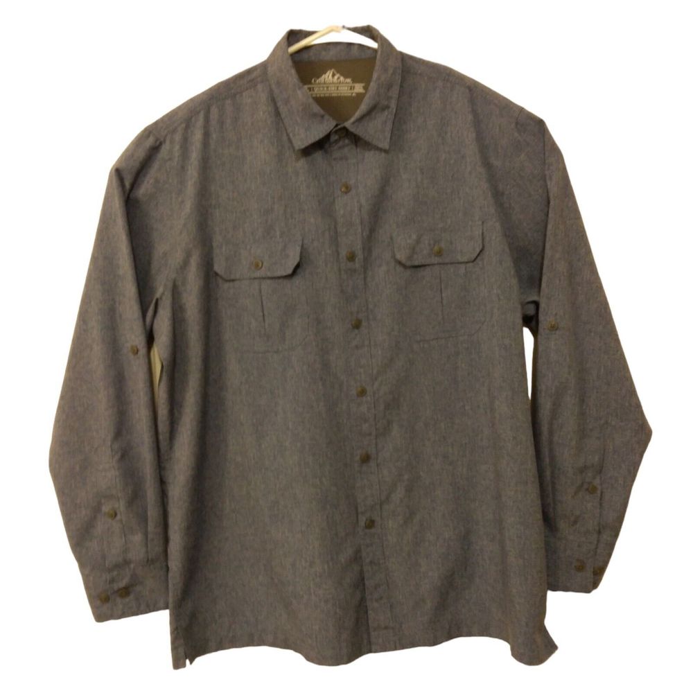 Croft & Barrow quick dry shirt mens L Large blue button vented long sleeve